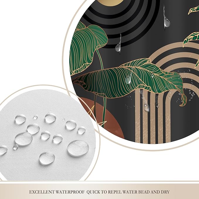 Glawry Dark Abstract Extra Long Shower Curtain Boho Mid Century Retro Tropical Palm Tree Sun Brown Modern Bathroom Simple Geometric 72Wx84L Inches Bath Accessories Art Home Decor Fabric 12 Pack Hooks