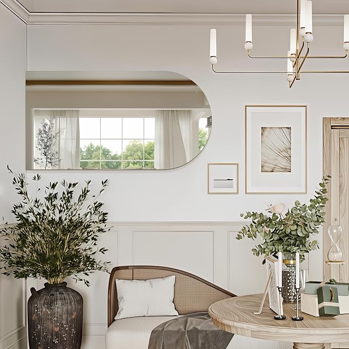 Niccy Arched Mirror, 24"x36" Arch Bathroom Mirror, Decorative Modern Mirrors for Bathroom, Bedroom, Living Room, Entryway, Frameless Vanity Mirror, Unique Wall Mounted