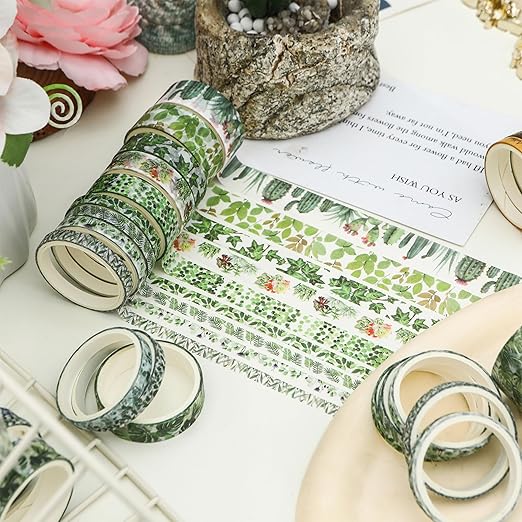 Songdao 18 Rolls Seasons Flowers Washi Tape Set Floral Arts Adhesive Tapes Blooming Garden Decorative Masking Tape Sets for Craft, Kids, Scrapbook, DIY, Gift Wrapping (Summer)