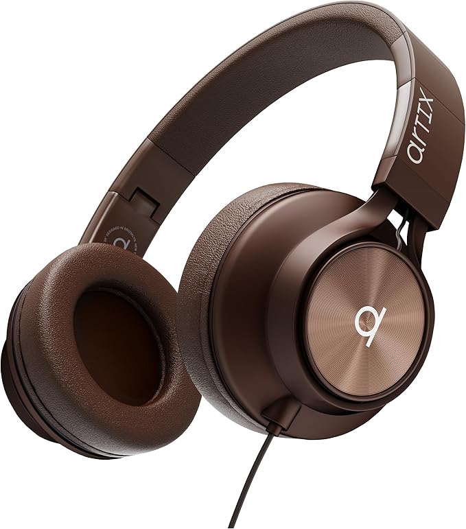 ARTIX CL750 Over Ear Headphones Wired with Mic & Volume Control, Audio with 100% Noise Cancelling Computer Wired, Plug in for Laptop, Dj Corded Studio Headphones