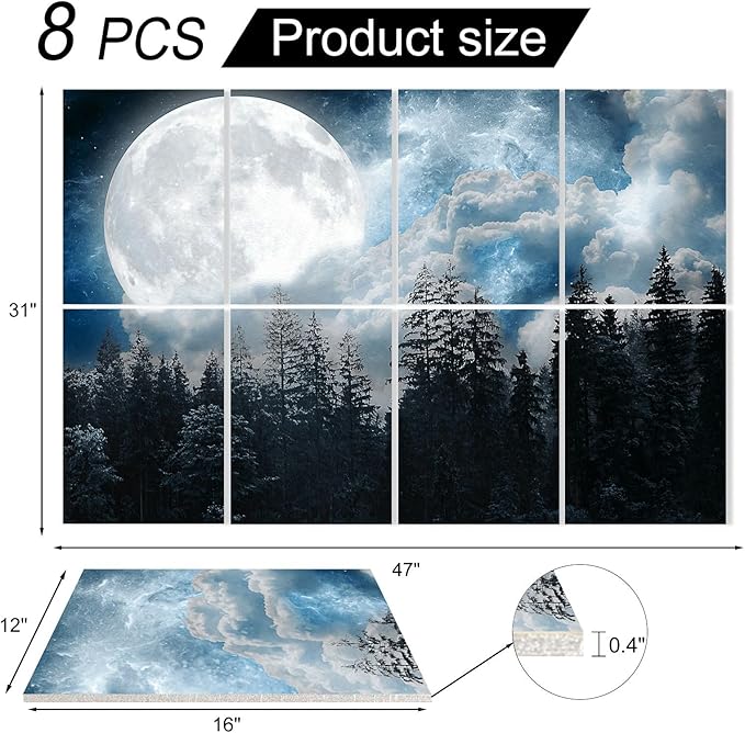 YPY Acoustic Panels Sound Absorbing: 8 Pack Soundproof Wall Panels, Sound Proofing Panels Noise Reducing for Walls Recording Studio Acoustical Treatments 48x32 Inches