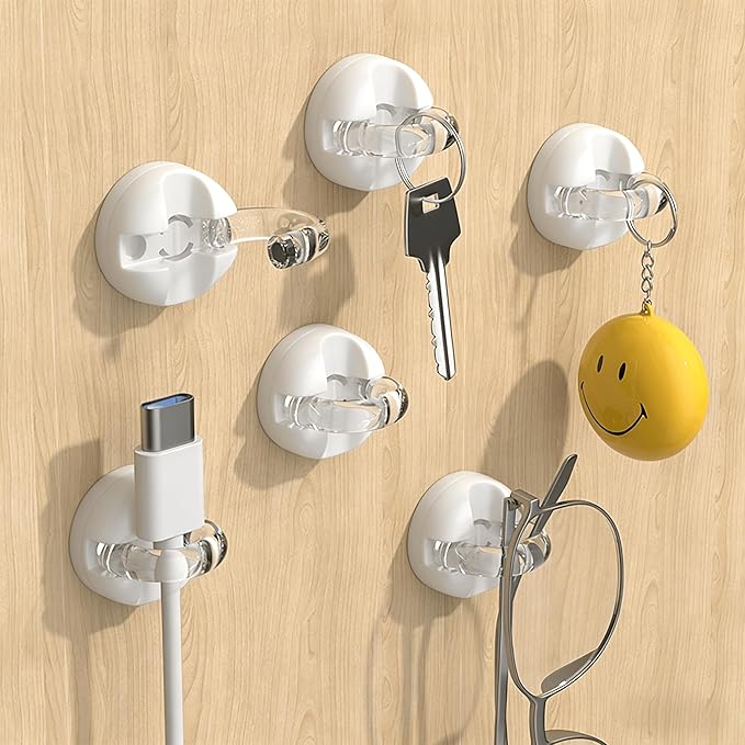 IFNOW Magnetic Cable Clips for Nightstand Self Adhesive Cord Holder Adjustable Clip for Desk, Nightstand, Phone Charger, Computer, Home, Office, Car (White-New, 6PCS)