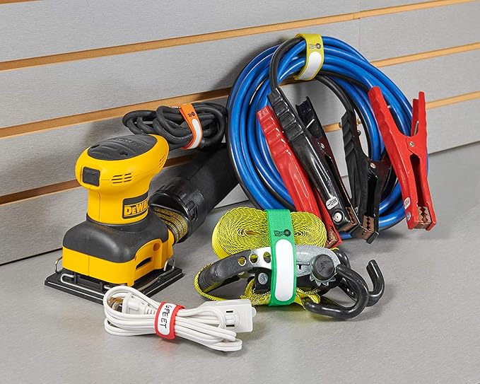 Wrap-It Storage Cinch-Straps (Assorted 16 Pack) Hook and Loop Straps with Metal Buckles and Write on Labels for Easy Cord Identification, Waterproof, Reusable, Multi-Purpose, Adjustable