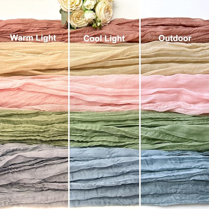Booque Valley 6 Pack Sage Green Cheesecloth Table Runner 10ft Super Soft Boho Wrinkled Gauze Sheer Cloth for Baby Shower Baptism Birthday Party Wedding Centerpiece Table Decoration, 35x120 Inch