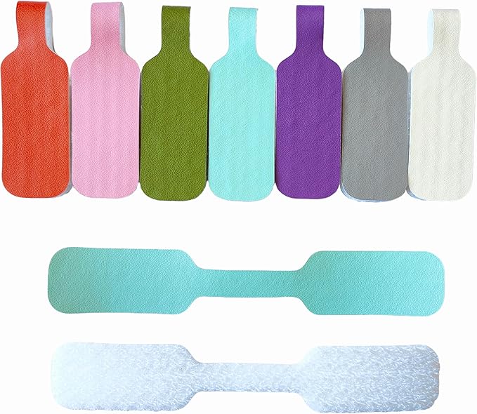 Large Size Cable Labels (35 PCS) - Leather Texture Cord Tags for Wire Organizing & Identification, Comes with 1 Dual-Tip Marker (Thick/Thin), Reusable & No Sticky Residue for Electronics/Home Theater