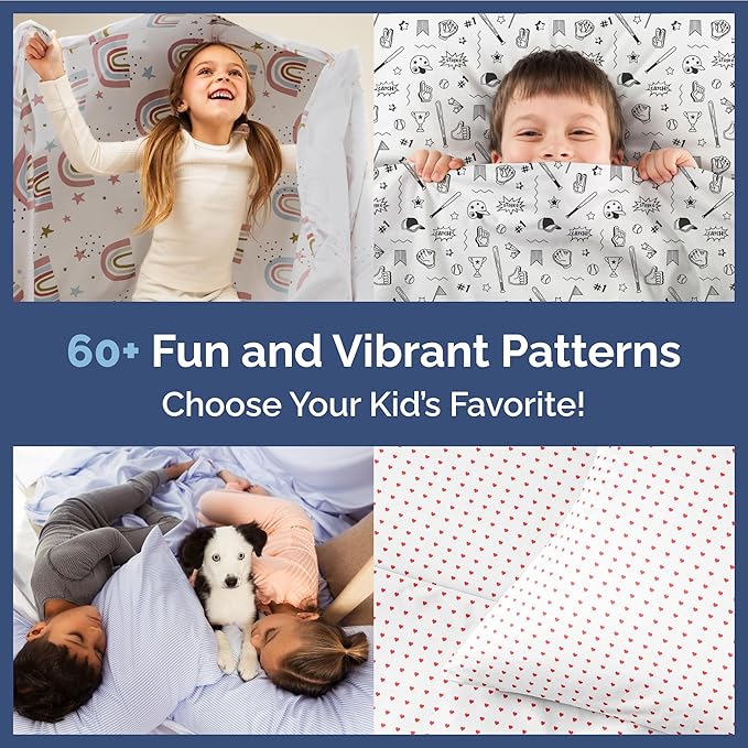 Kids Black Polka Dots Queen 4 Piece Sheet Set - Boys, Girls, Teens, Toddler - Easy Fit Deep Pockets - Breathable, Hotel Quality Sheets - Machine Washable - Wrinkle Free - Cute, Cozy, Soft - CGK Linens