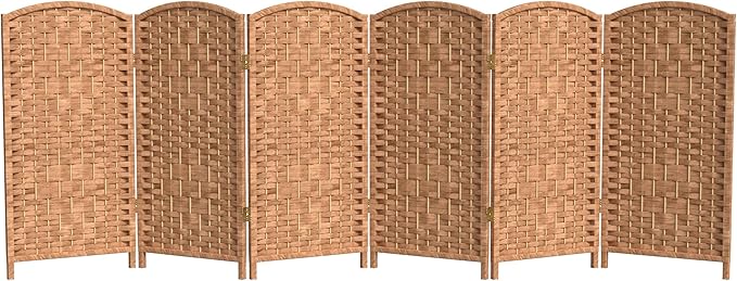 Red Lantern 3 ft. Short Diamond Weave Fiber Folding Screen - Natural - 6 Panel