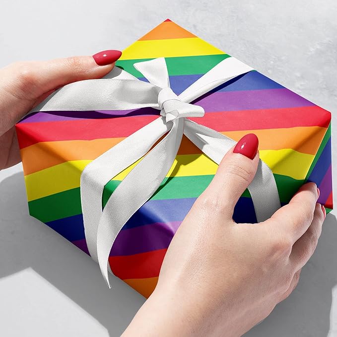 Jillson Roberts Bulk Gift Wrap, Everyday Gift Wrapping Supplies, Rainbow Stripe, 1/2 Ream 417 feet x 30 inches