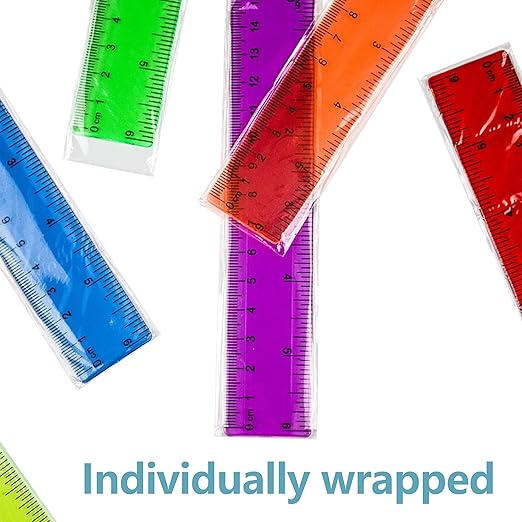 30Pcs 6 Inch Rulers with Inches and Centimeters in Bulk，Plastic Ruler in Assorted Colors, Clear Ruler, Transparent Rulers Bulk for Students Back to School Office Supplies(30Pcs)