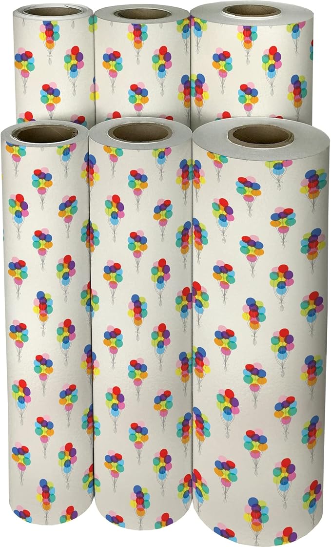 Jillson Roberts Bulk Gift Wrap, Everyday Gift Wrapping Supplies, Bunch of Balloons, 1/4 Ream 208 feet x 30 inches