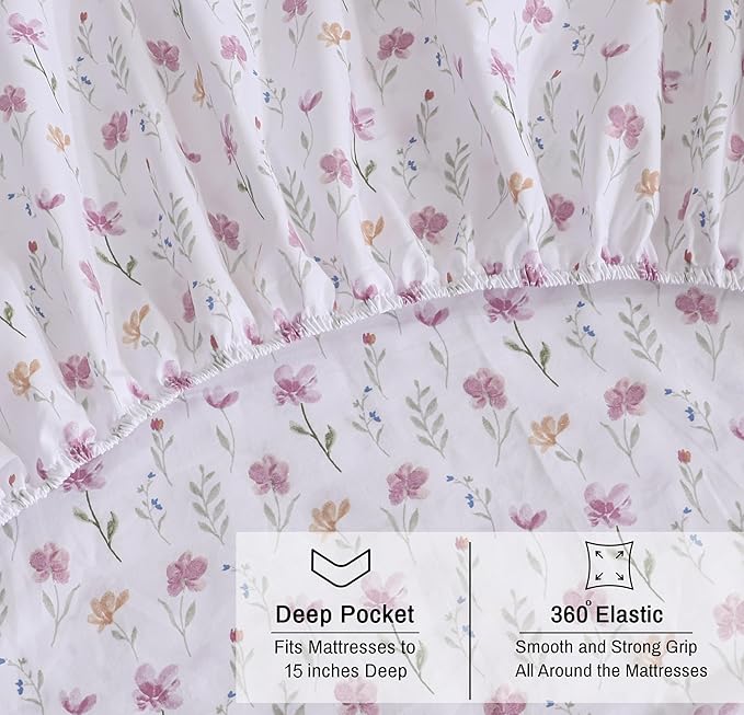 RUVANTI 100% Organic Cotton Sheets Full Size, Percale Weave, GOTS Certified, 4-Piece Set, Deep Pocket 15", Crisp & Breathable, Soft Durable Bedding, Sábanas Algodón Orgánico – Obsessed Stems