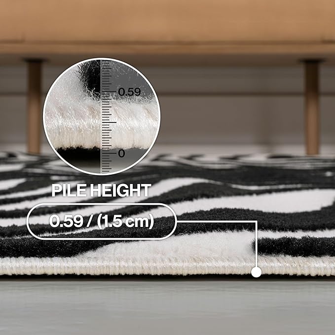 JONATHAN Y Maribo High-Low Abstract Striped Black/White 4x6 Area Rug Indoor, Non-Shedding, Stain Resistant for Bedroom, Living Room, Kitchen (SCN103F-4)