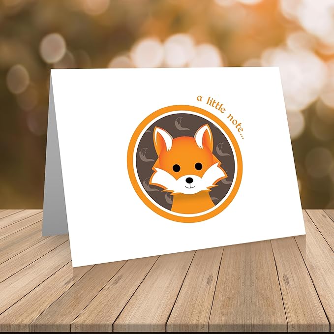 Quni Brand Forest Animals Note Card Set (24 Fold-over Cards and Envelopes)