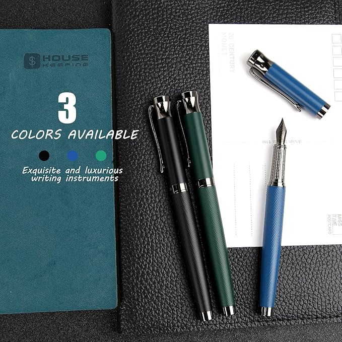 BOCIYER Luxury Fountain Pen Set,Ink Pen for Smooth Writing,Medium Nib,Includes 10 Ink Cartridges&Ink Converter,Best Pen Gift Case for Men & Women,fancy,Journaling,Executive Office pen-Black