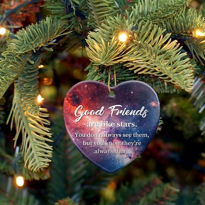 Good Friend Christmas Ornament for Best Friend,Sister Friendship Gifts for Women Sisters Soul Friends Bestie BBF,Ceramic Stars Keepsake Friendship Ornament Gift for Christmas Decoration Birthday Ideas