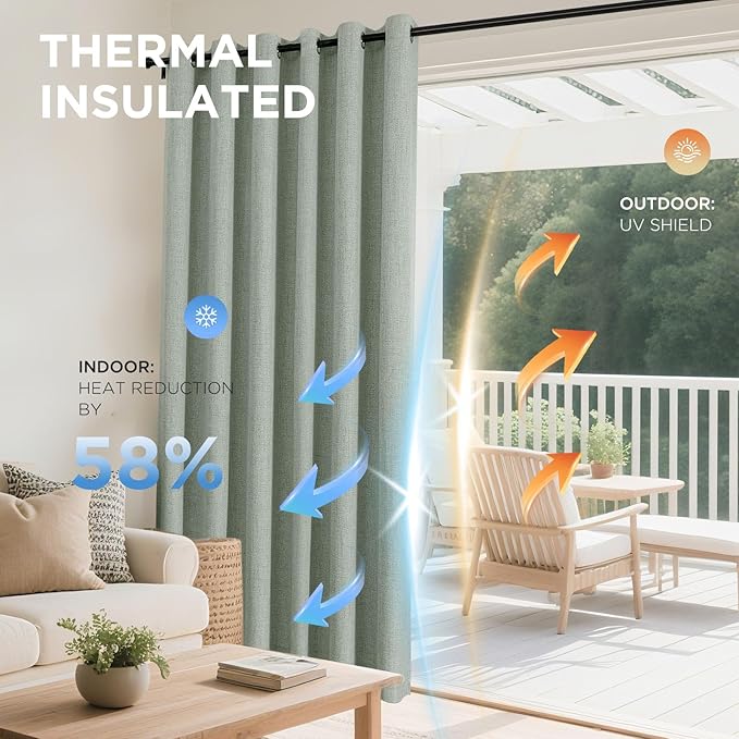 Joydeco Blackout Curtains 84 Inches Long 2 Panels Burg, Room Darkening Curtains for Bedroom, 100% Black Out Textured Thermal Drapes Privacy Protection 2 Panels Set(W52 x L84 Inch, Sage Green)
