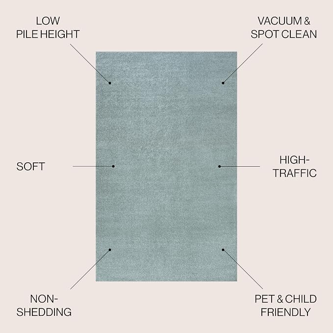 JONATHAN Y Haze Solid Low-Pile Aqua Blue Indoor Area Rug 6x9, Coastal,Bohemian,Minimalist,Classic, Easy-Cleaning for Living Room,Bedroom,Kitchen,Pet Friendly,Non-Shedding (SEU100S-6)