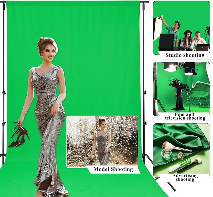 TRLYC Green Background Backdrop - 7x10 FT Screen Background for Photography Photo Booth Backdrop for Photoshoot Screen Seamless for Party Birthday Wedding Photography Studio