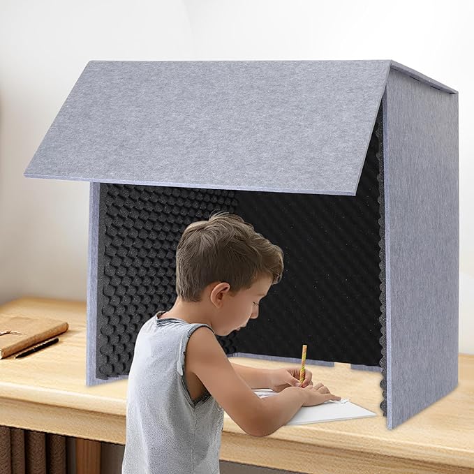 Desktop Soundproof Cover, Portable Vocal Recording Booth Isolation Booth Small Music Recording Studio Vocal Sound Absorbing Shield Sound Proof Foam Panels for Offices,Home,Recording Studios (Black)