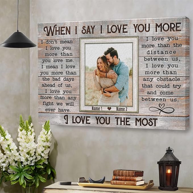 Dem Canvas Personalized Canvas Prints, Custom Love Canvas, When I Say I Love You More Wedding Gifts For Couple Canvas Anniversary Valentine Gift For Wedding Canvas (18x12)