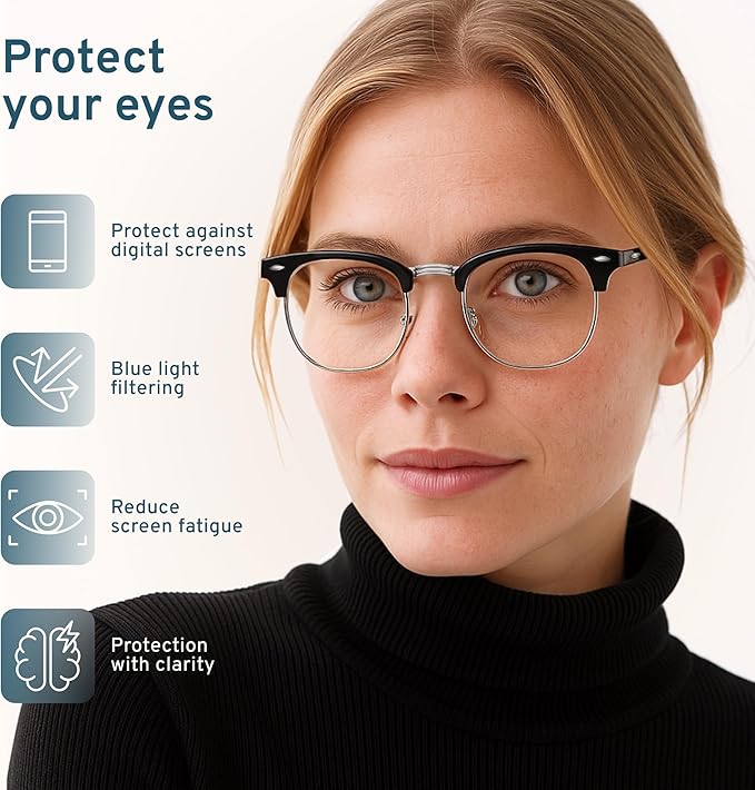 racico Computer Blue Light Blocking Glasses Blue Light Glasses Men Women, Anti Blu-Ray Gaming Glasses Lenses