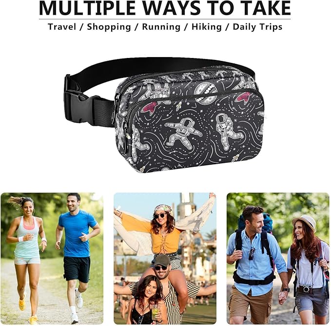 Universe Space Planet Astronauts Fanny Pack for Women Men Water Resistant Fashion Waist Packs with Adjustable Strap Belt Bag for Travel Workout Jogging Hiking 21219418