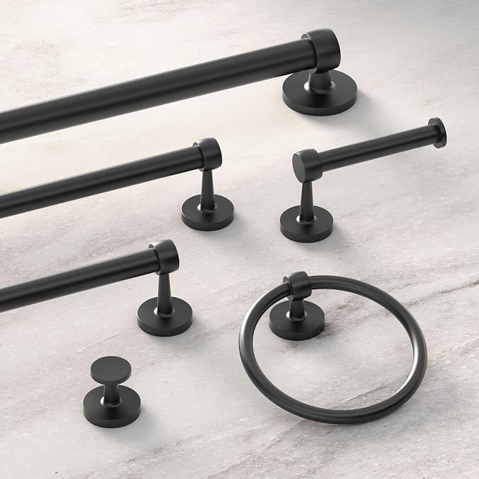 Gatco 5215MX Gibson Bath Towel Hook, Matte Black Wall Mounted Robe & Towel Hook for Bathroom, Bedroom, Closet & Entryway