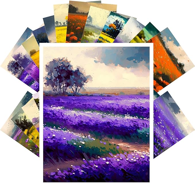 PIXILUV Vintage Postcards (24 pcs 4"x6" each) Colorful Summer Impressionism Scenery Coutryside Views Vintage Postcards Book Illustrations Reprint