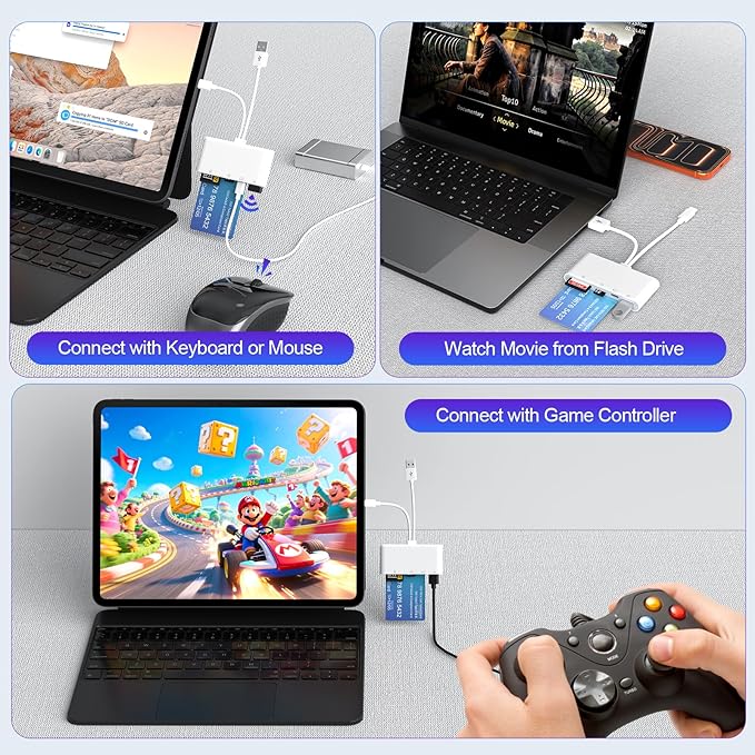 5-in-1 Multi USB C/USB A SD/TF/Smart Card Slot+USB OTG Memory Card Reader for iPhone 16/iPad Pro，DOD Military Common Access CAC Smart ID Card Reader for iPhone 16 15/iPad/Mac/Samsung/Laptop/Tablet