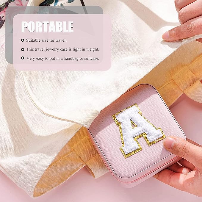 MODENGKONGJIAN Travel Jewelry Case for Women Fashion, Ring Necklace Earring Jewelry Holder Organizer Box, Small Portable Jewellery Storage, Christmas Gifts Initial F
