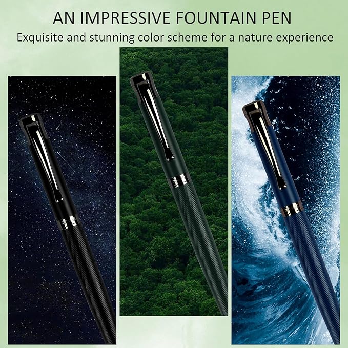 BOCIYER Luxury Fountain Pen Set,Ink Pen for Smooth Writing,Medium Nib,Includes 10 Ink Cartridges&Ink Converter,Best Pen Gift Case for Men & Women,fancy,Journaling,Executive Office pen-Black