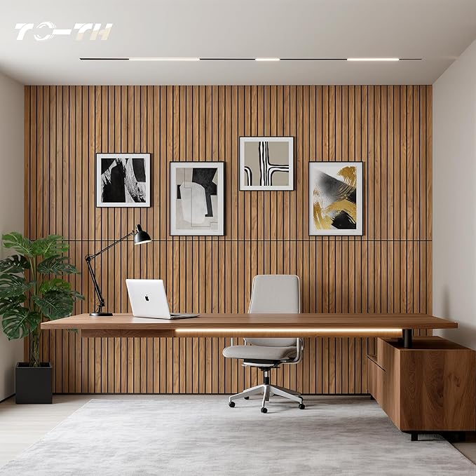 TO-TH Wood-Look Sound Panels, 4 Pack 47.2” x 23.6” Soundproof Wall Panels, Decorative Acoustic Panels,Wood Panels for Wall for Home, Office, Basement, Rustic Teak