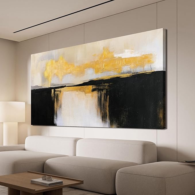 Canvas Wall Art Decor Wall Art Pictures for Living Room Abstract Art Work Black and White Wall Art Decor Modern Black and Gold Abstract Wall Art Prints For Bedroom Office Kitchen Wall Decor 20" x 40"