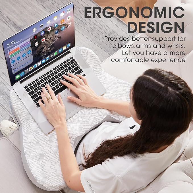 cooloo8 Lap Desk, Laptop Lap Desk Lap Desk with Cushion, Laptop Pillow for Lap, Portlands Portable Desk Pad, Gaming Pillow Work Pillow for Bed, Couch, Car(Ash Gray)