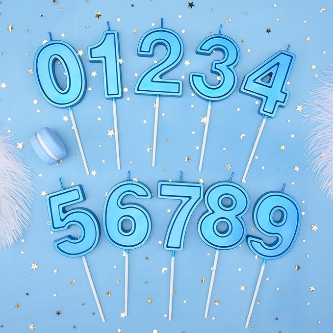 PHD CAKE 2.76 Inch Luxe Blue 2 Number Birthday Candles, Blue Number Candles, Cake Number Candles, Party Celebration