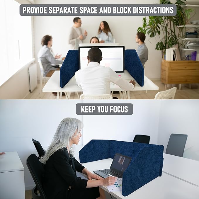 29.1"x22.8"x1.2" Acoustic Desk Divider, Sound Absorbing, Freestanding Soundproof Privacy Panel, Reduce Noise, Increase concentration, Made from High Quality Polyester (Azure)