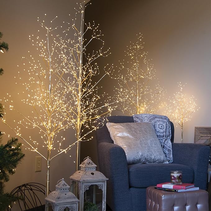 4 Ft Gold Fairy Light Tree Artificial Tree Bedrom Décor Gold Room Decor, 390 Warm White LED Lights