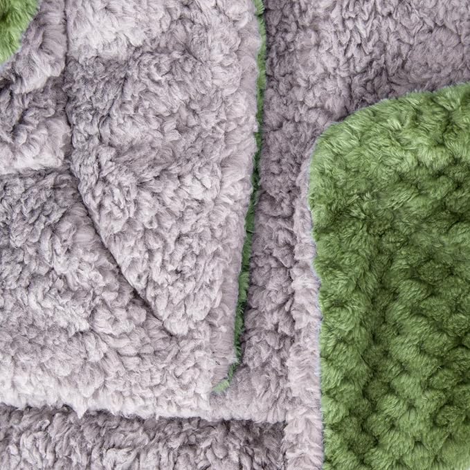 Fuzzy Sherpa Reversible Blanket for Baby, Soft Warm Cozy Coral Fleece Toddler, Infant or Newborn Reversible Blanket for Crib, Stroller, Travel, 40”×60”, Olive Green
