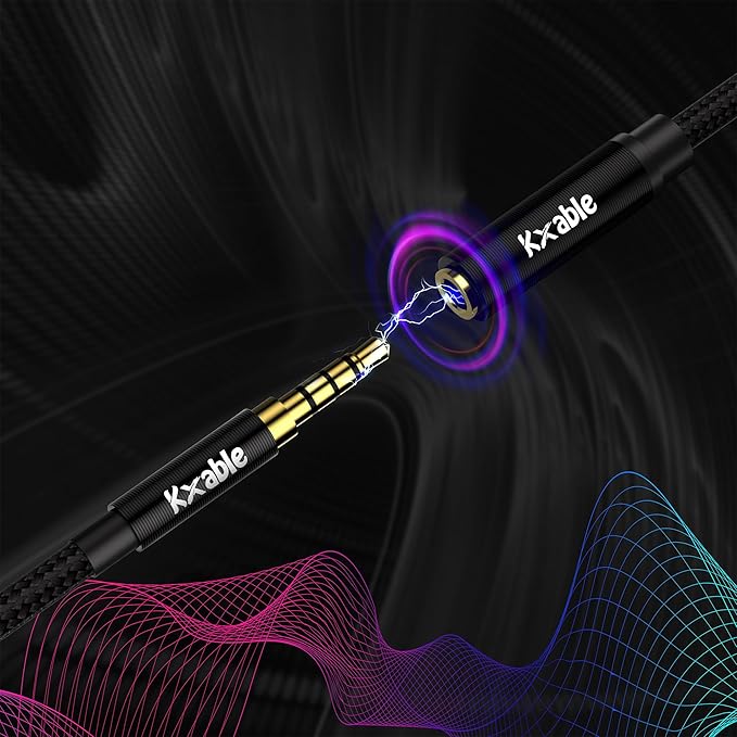 Kxable 3.5mm Headphone Extension Cable 25FT, 4 Pole TRRS 1/8 inch Male to Female Stereo Audio Cord, Nylon Braided, Microphone Compatible, for Headphone, iPad, Smartphone, Media Players, Tablet- Slim