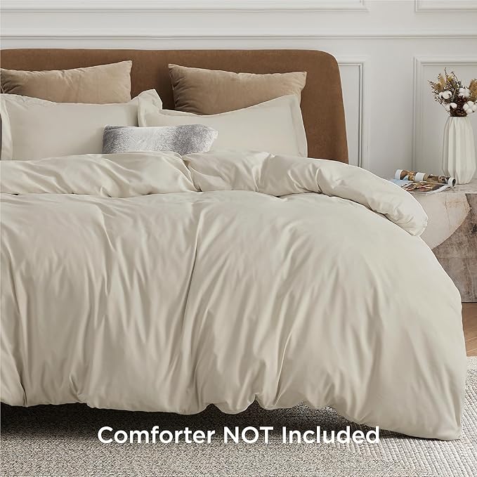 Bedsure Duvet Cover Oversized Queen Size - Soft Double Brushed Bedding Set for Kids & Adults, Zipper Closure, 3 Pieces, Includes 1 Duvet Cover (98"x98") & 2 Pillow Shams, NO Comforter, Linen
