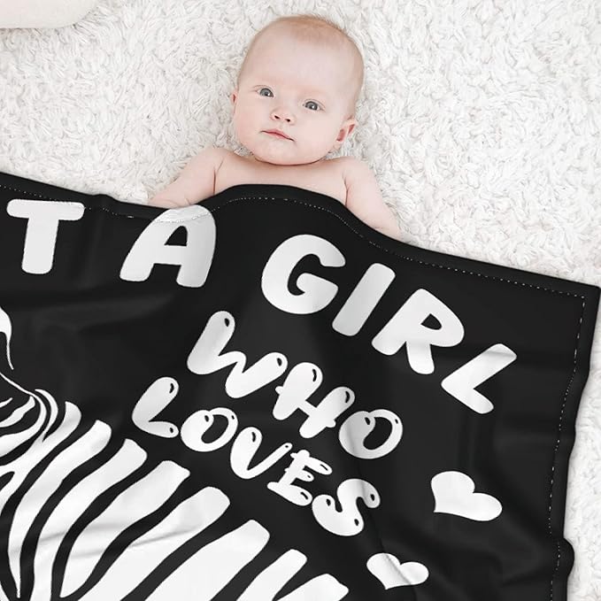 Just A Girl Who Loves Zebras Blanket Lightweight Cozy Flannel Fleece Throw Blanket Best Gift Home Decor for Bed Couch Outdoor Camping 60"x50" M for Teens