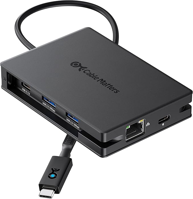 Cable Matters 8-in-1 USB C Hub Multiport Adapter with Dual 4K@60Hz HDMI, 140W PD Charging, Gigabit Ethernet, 10Gbps Data Transfer: 2X USB-C & 1x USBA 3.2 Ports (Support ONE External Display on MacOS)