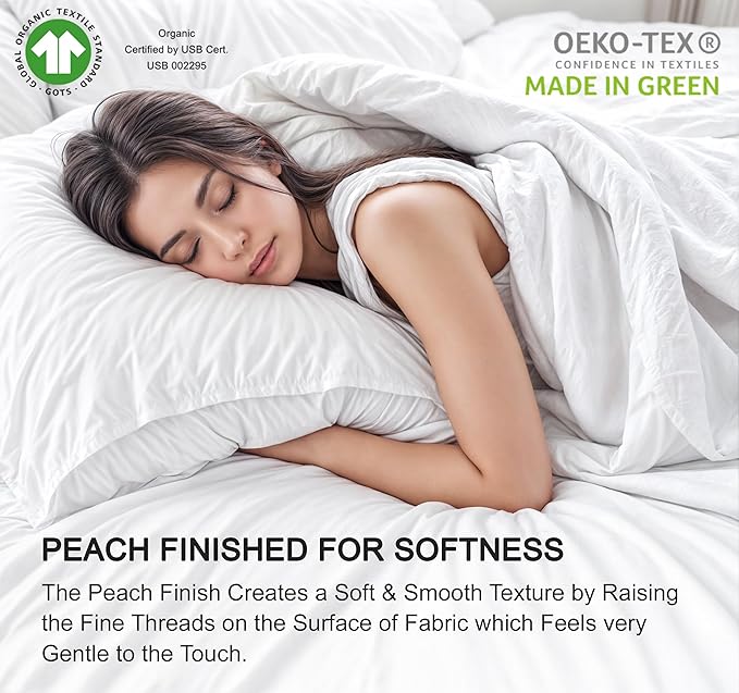 RUVANTI 100% Organic Cotton Sheets Queen Size, Percale Weave, GOTS Certified, 4-Piece Set, Deep Pocket 15", Crisp & Breathable, Soft Durable Bedding, Sábanas Algodón Orgánico – Nautical Stripes