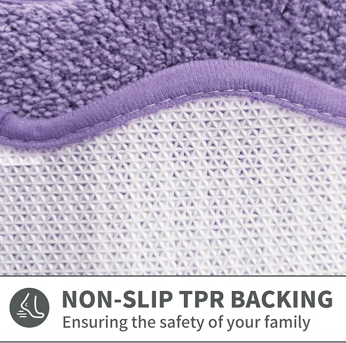 Cute Scalloped Purple Bathroom Rugs Mat,Non Slip Absorbent Quick Dry Bath Mats for Shower Room,Microfiber Bath Mats for Bathroom Floor Washable Carpet for Shower Tub Sink Bedroom,17"x47"