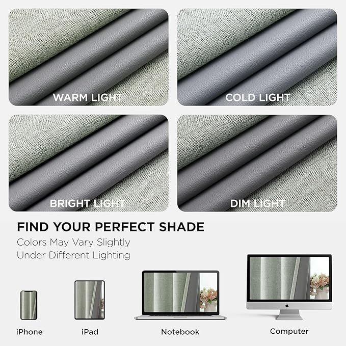 Joydeco Blackout Curtains 120 Inches Long 2 Panels Burg, Room Darkening Curtains for Bedroom, 100% Black Out Textured Thermal Drapes Privacy Protection 2 Panels Set(W52 x L120 Inch, Sage Green)