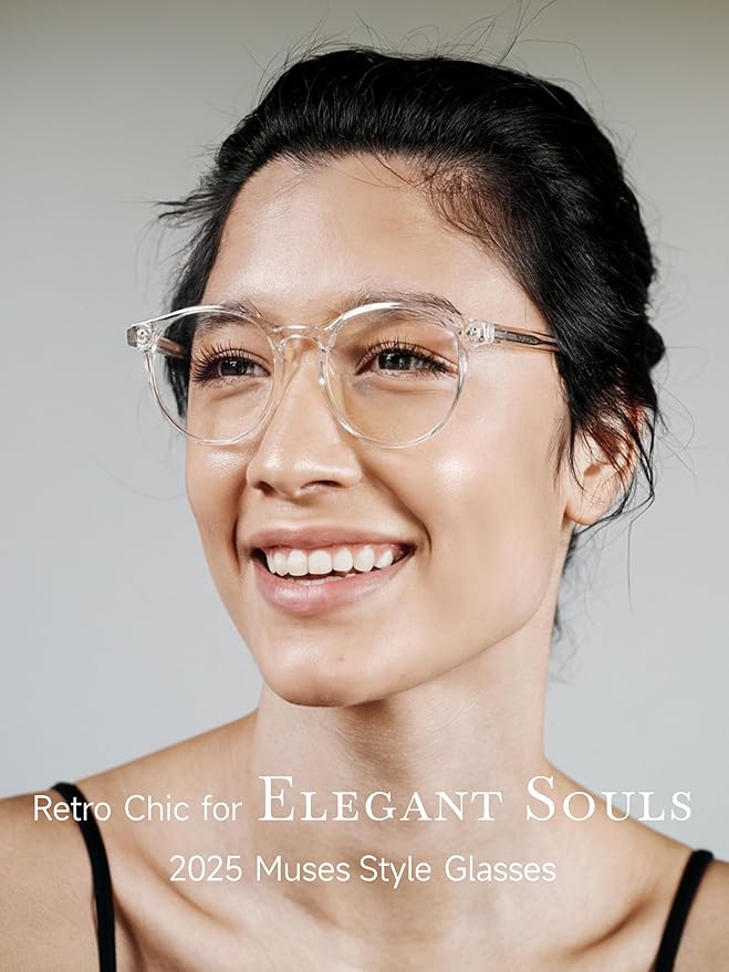 Icesor Round Blue Light Blocking Glasses Lightweight Chic Frame Anti Eye Strain Protection Computer Gaming for Women and Men