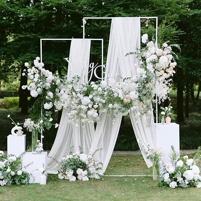 Wokceer Wedding Arch Draping Fabric 28.7" x 20FT White Drapes Sheer Fabric Backdrop Arch Draping Fabrics for Wedding Ceremony Birthday Party