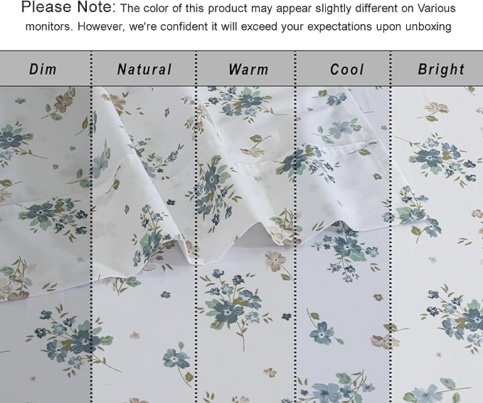 RUVANTI 100% Organic Cotton Sheets Twin Size, Percale Weave, GOTS Certified, 3-Piece Set, Deep Pocket 15", Crisp & Breathable, Soft Durable Bedding, Sábanas Algodón Orgánico – Halcyon