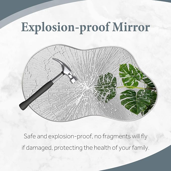 Dorlicecass Irregular Wall Mirror - Wall Mirrors Decorative 20"x36" Silver Asymmetrical Mirror Tempered Glass Aviation Aluminum Alloy Frame for Bathroom, Bedroom, Living Room, Cloakroom, Entryway