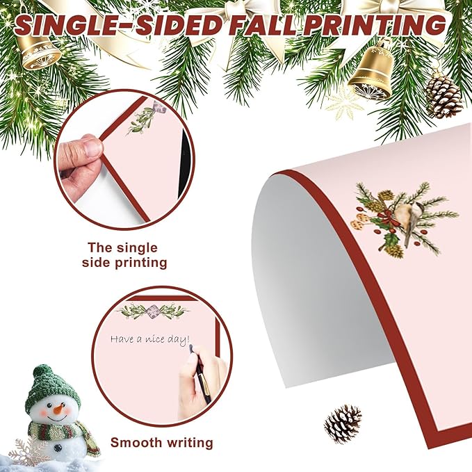EggSun 250Pcs Christmas Stationery Paper and Envelope Set with 100 Letterhead Papers and 50 Envelopes, 10 Design for Letter Writing Invitations Computer Holidays Party Notes, 8.5x11 Inch-Holy